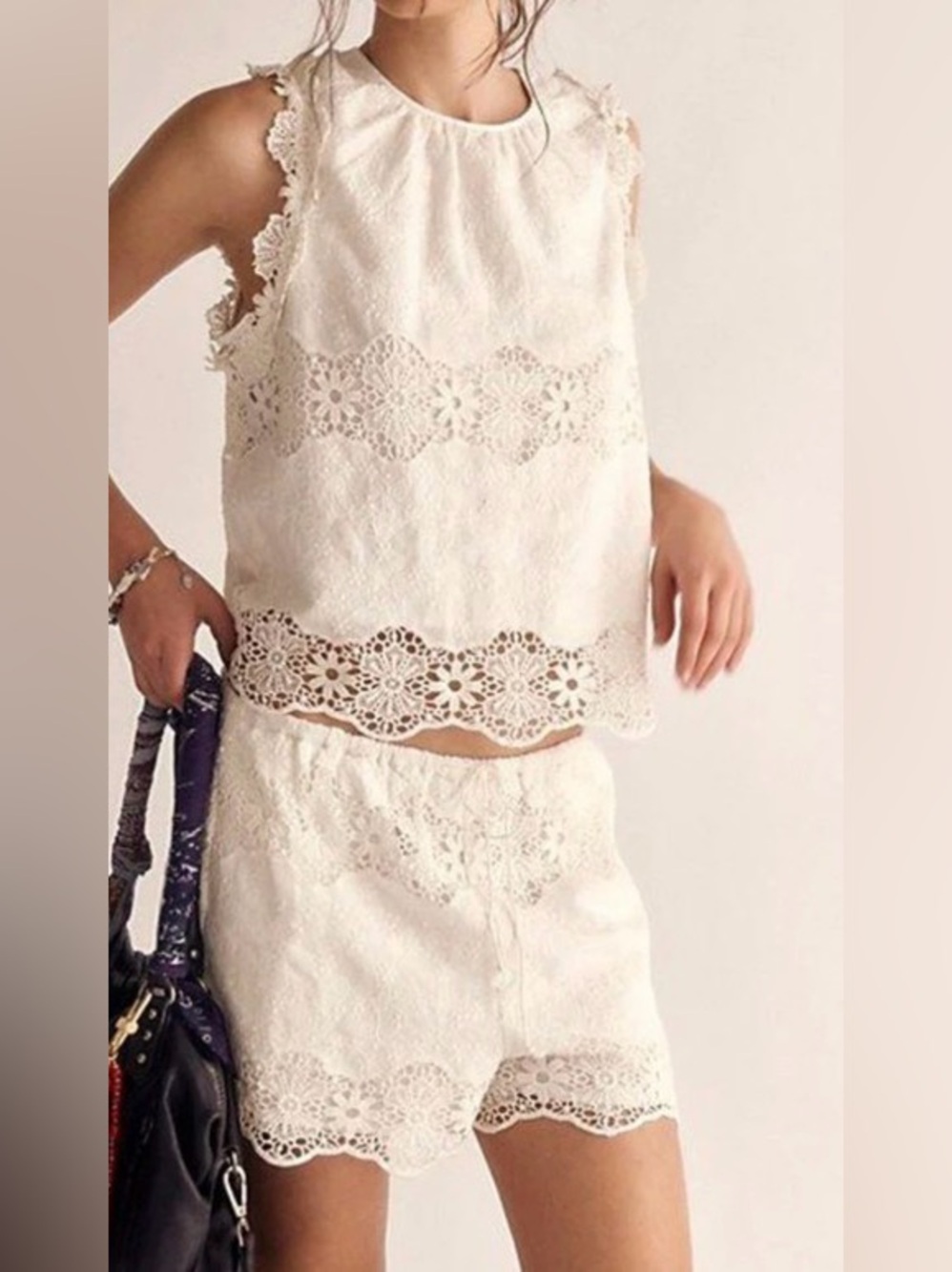 Free People Lace Ashtin Set Ivory Sz MD - Picture 2 of 12